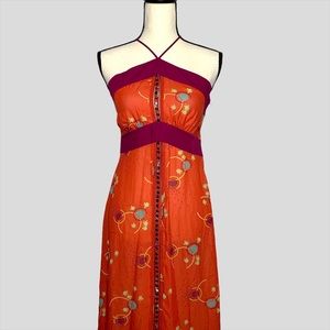 NWT Marc Jacobs Burnt Orange Silk Halter Abstract Print Casual Summer Dress